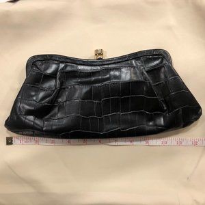 Black Banana Republic Leather Clutch Bag Alligator Texture